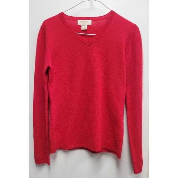 Peck & Peck Beautiful Women Red 100% Cashmere V-Neck Sweater Pullover Size Small - Picture 1 of 7